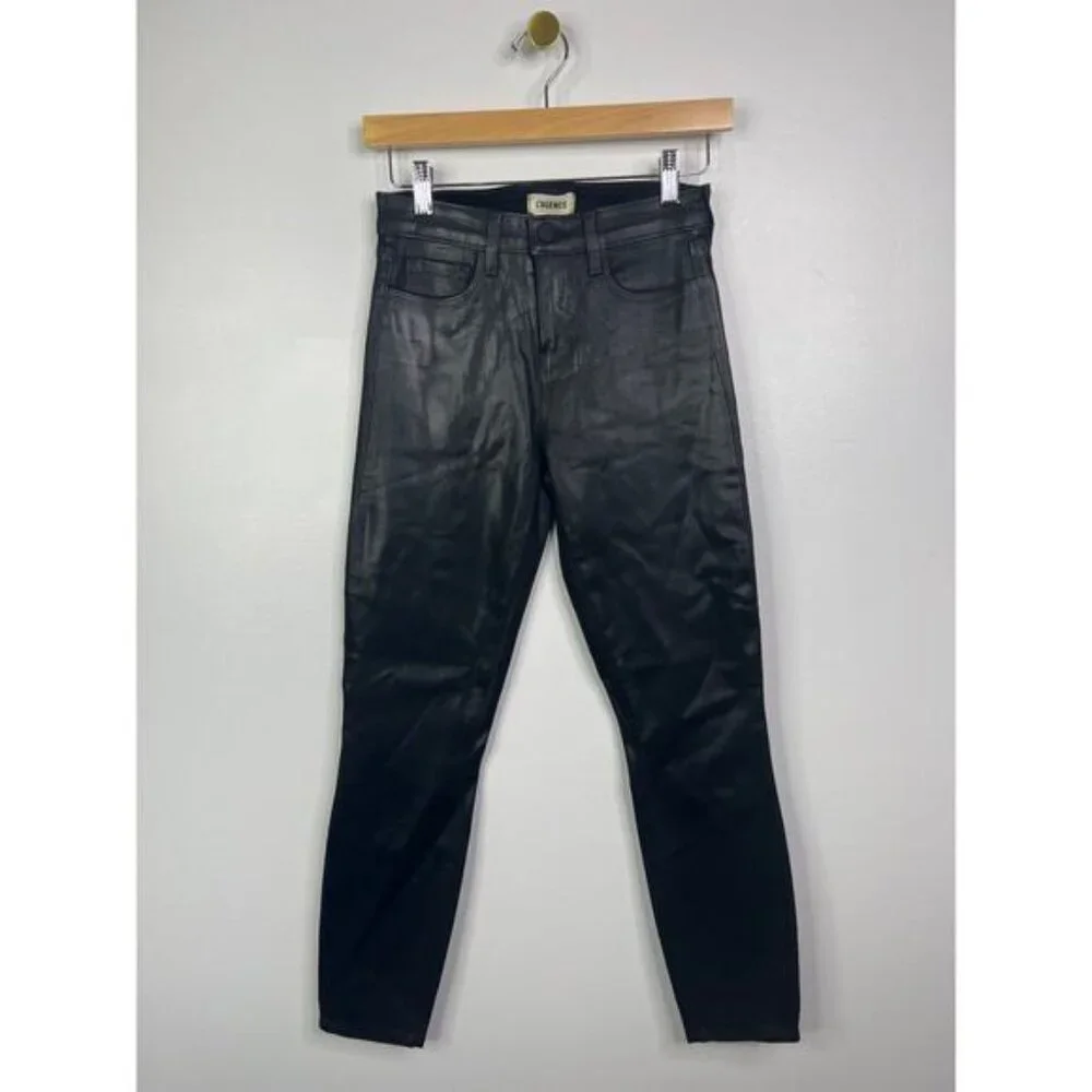 NEW L'agence Akira Ultra High Rise Skinny Jeans Women's Noir Coated Size: 24 - Picture 2 of 9